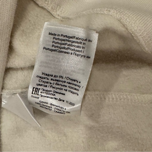 Ganni Isoli Oversized Crewneck Sweatshirt Cream White Size Small Medium Like New - Picture 6 of 13